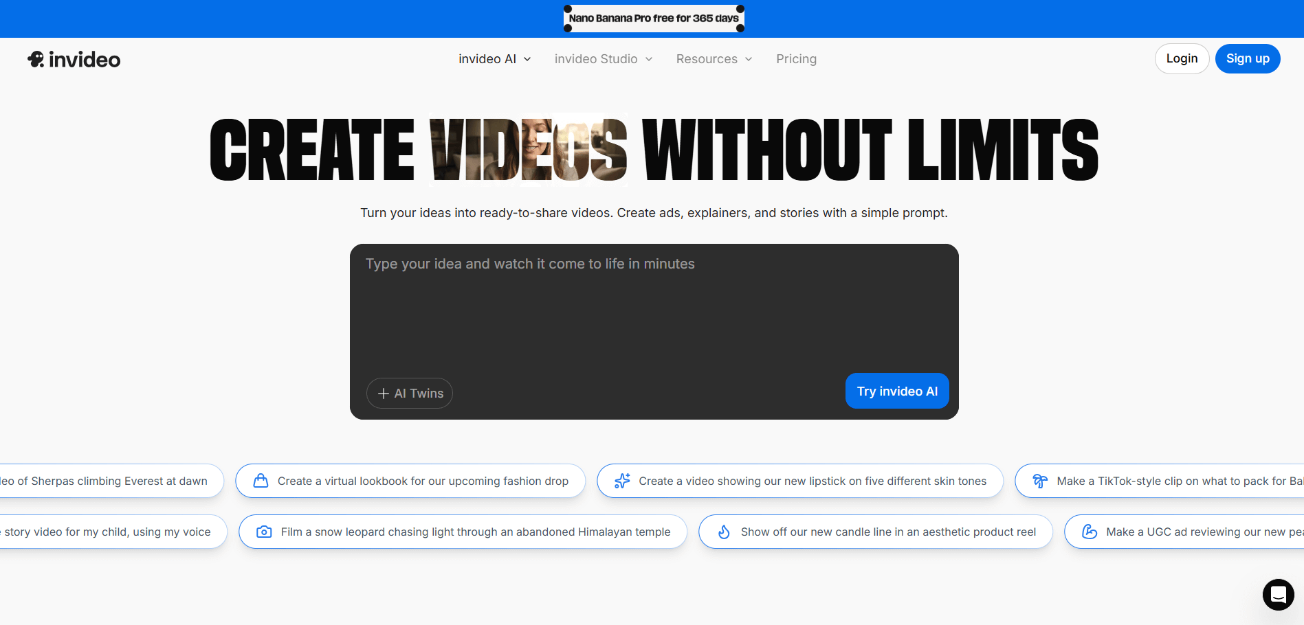 Invideoは、WEB上で動画の生成やさまざまな編集ができるツールです。