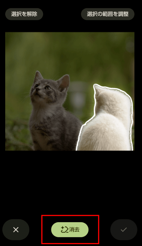 削除したいオブジェクトを囲む