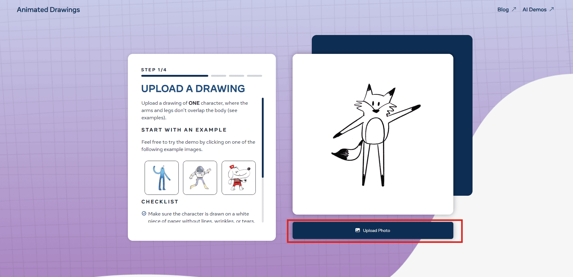アップロードのボタンをクリックし、描いたイラストをアップロードします。