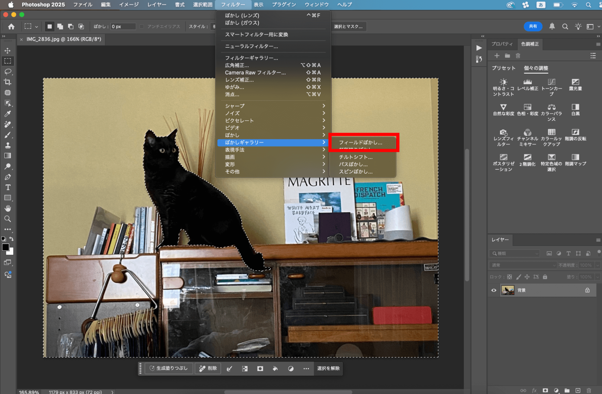 フィールドぼかしを選択