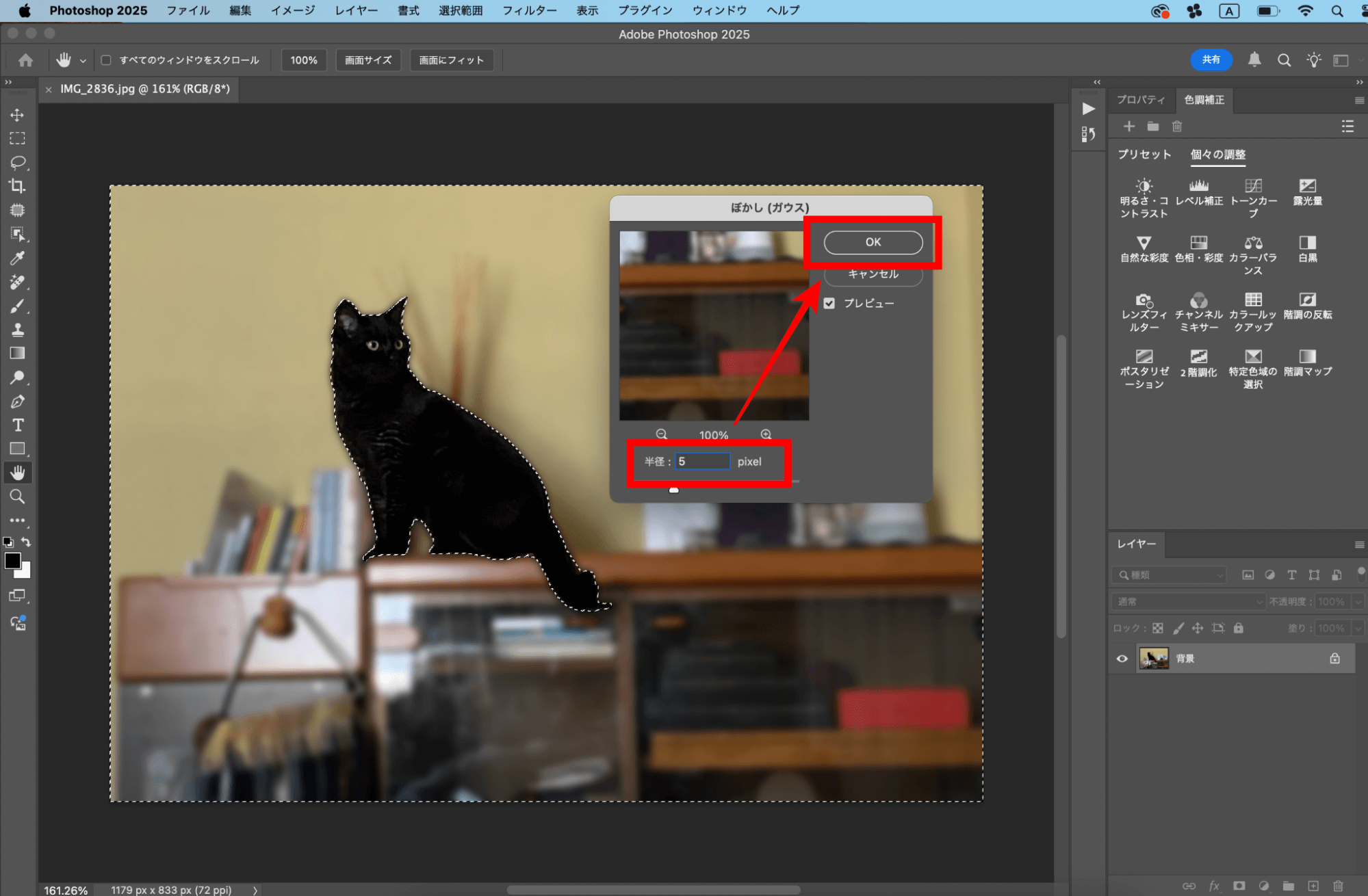 ぼかしの強度を設定