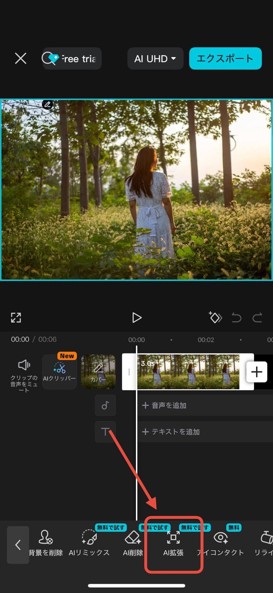 下にある「AI拡張」を押します。