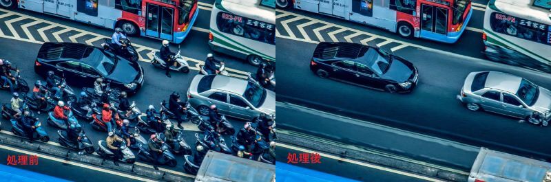 処理前／処理後の違い